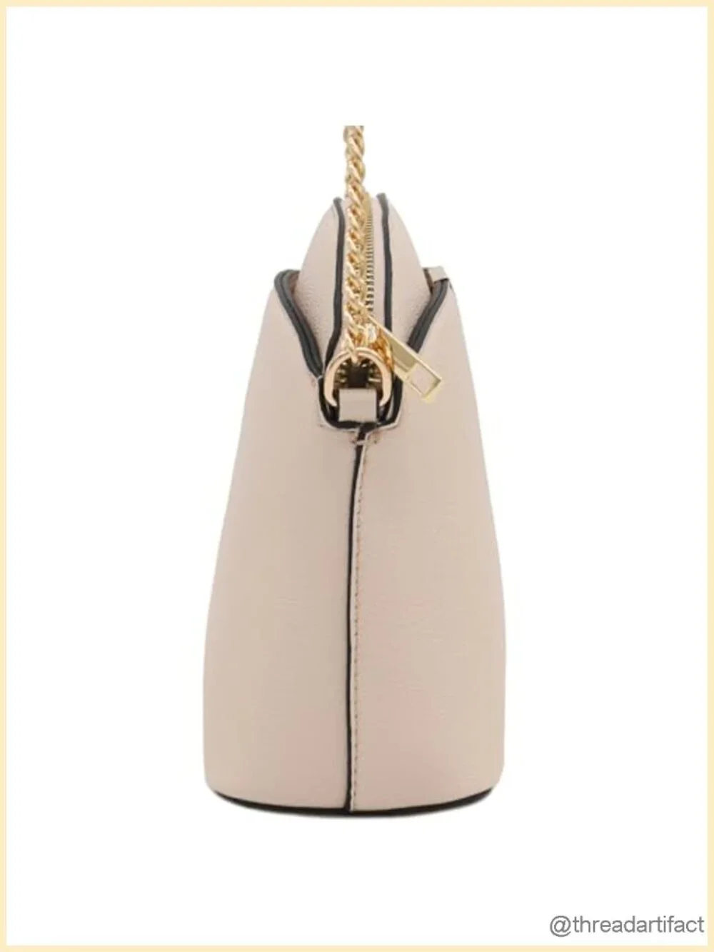 Faux Leather Small Dome Crossbody Bag with Chain Strap